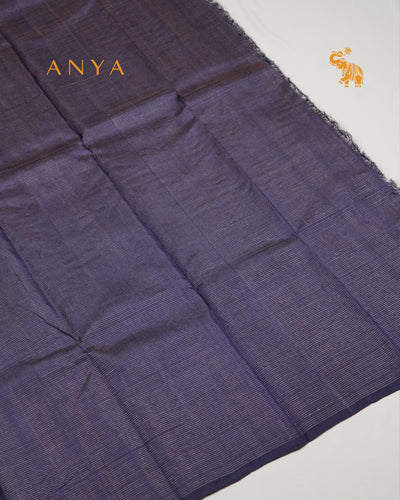 Navy Blue Zari Checks Kanchi Silk Saree with Pink Pen Kalamkari Kanchi Silk Blouse