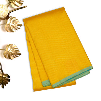 Yellow Kanchipuram Silk Saree with Small Kattam Design