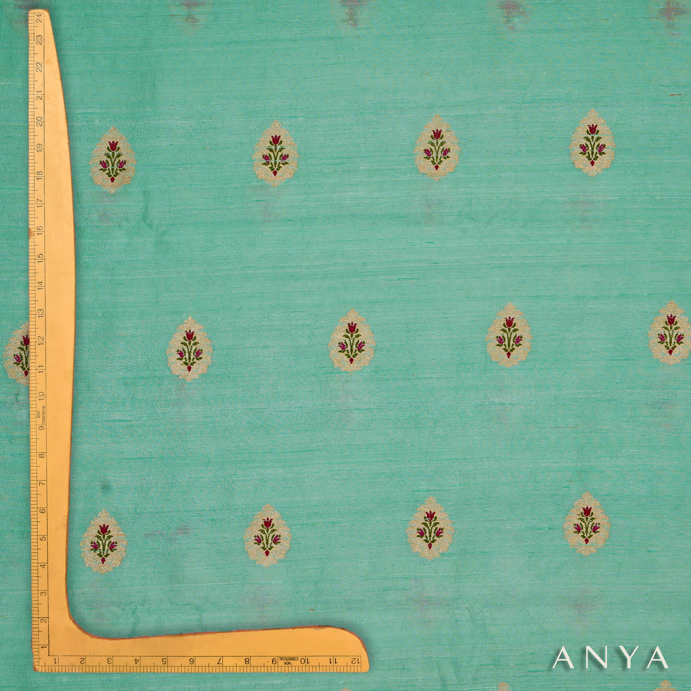 Rexona Tussar Raw Silk Fabric with Thilak Butta Design