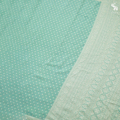 Pastel Blue Crepe Banarasi Silk Saree with Zari Butta Design