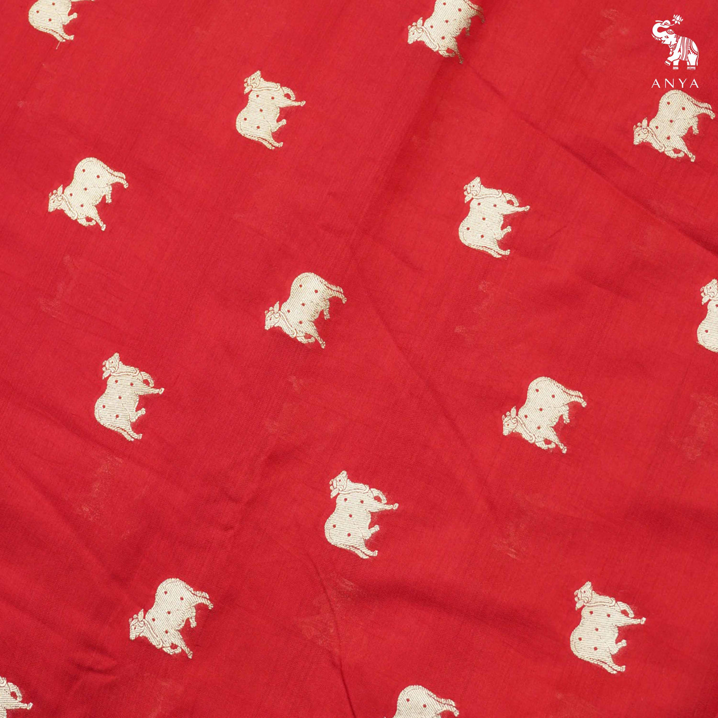 Maroon Banarasi Silk Fabric with Cow Butta Design