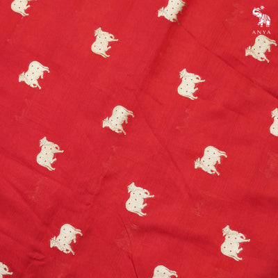 Maroon Banarasi Silk Fabric with Cow Butta Design