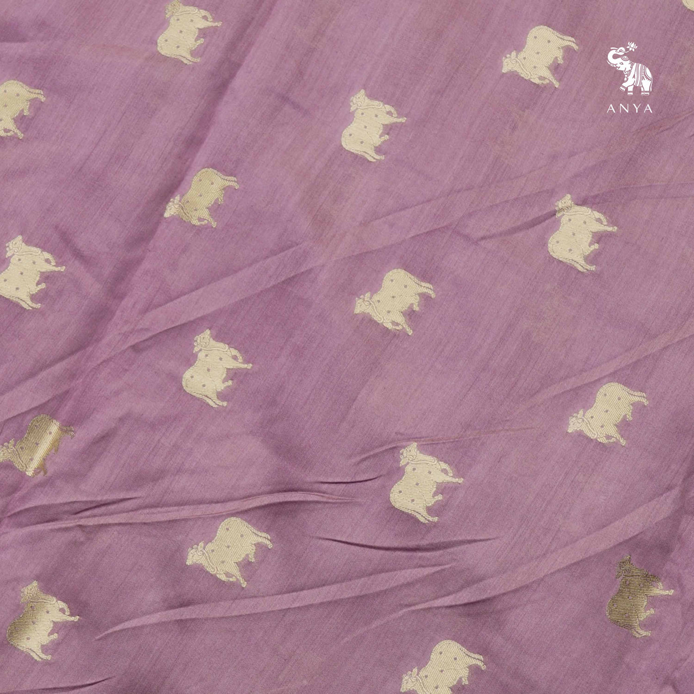 Lavender Banarasi Silk Fabric with Cow Butta Design