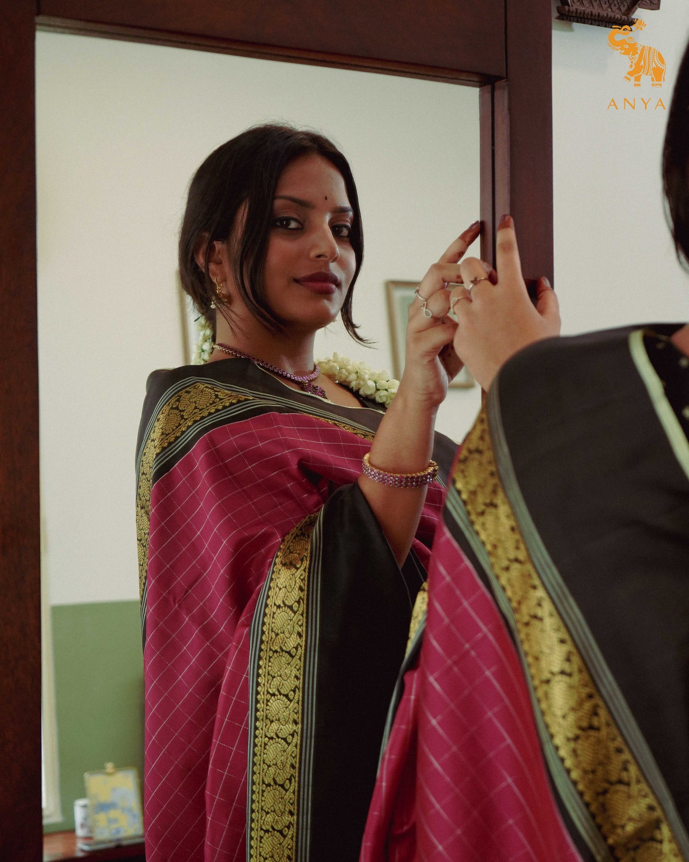 Arakku Red Kanchi Silk Saree with Small Zari Kattam Design