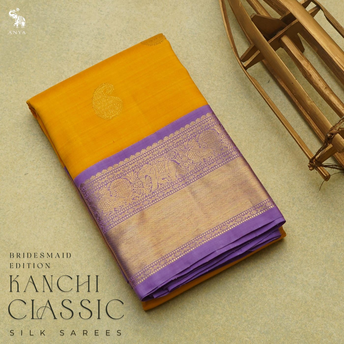 Oil Mustard Kanchi Silk Saree with Mango Butta Design