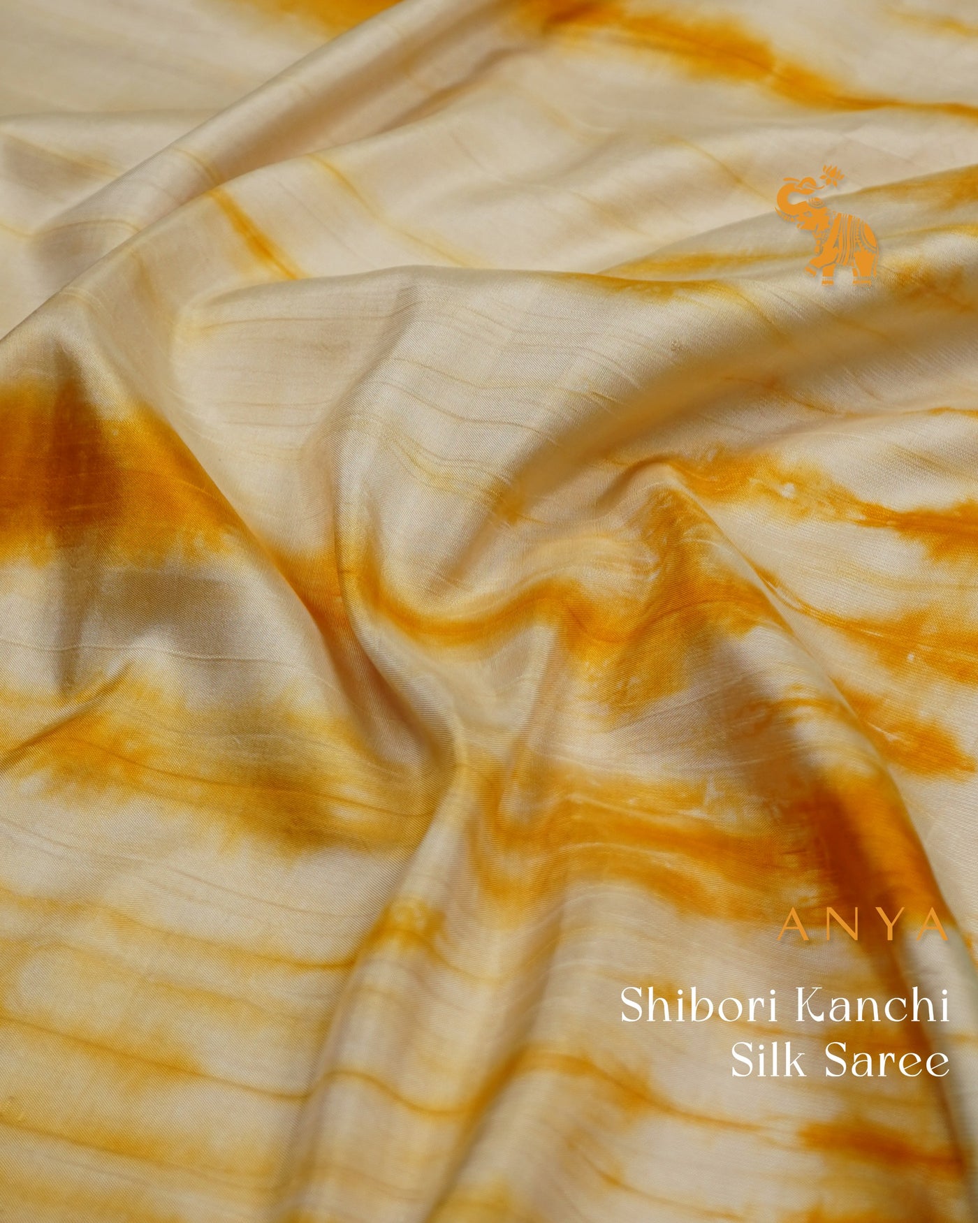 Off White and Yellow Shibori Kanchi Silk Saree