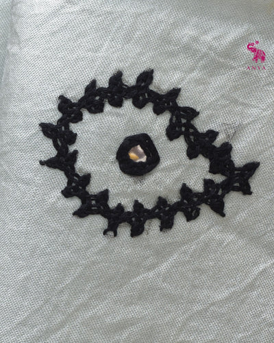 Grey Organza Saree with Black Kutch Work Design