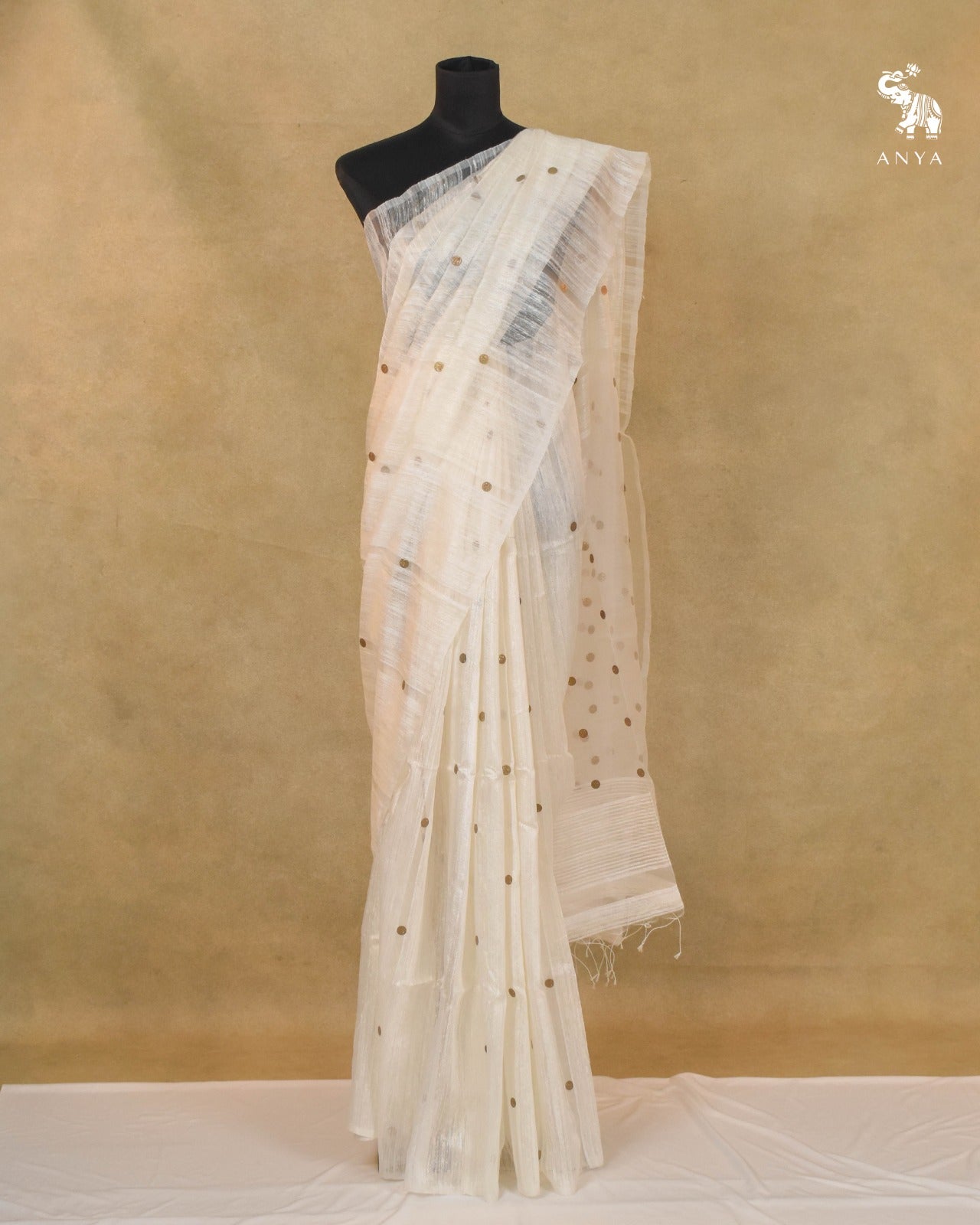 Off White Bailu Coin Saree