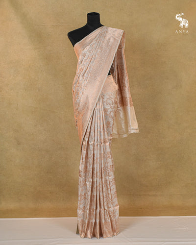 Off White Banarasi Silk Saree with Creeper Design