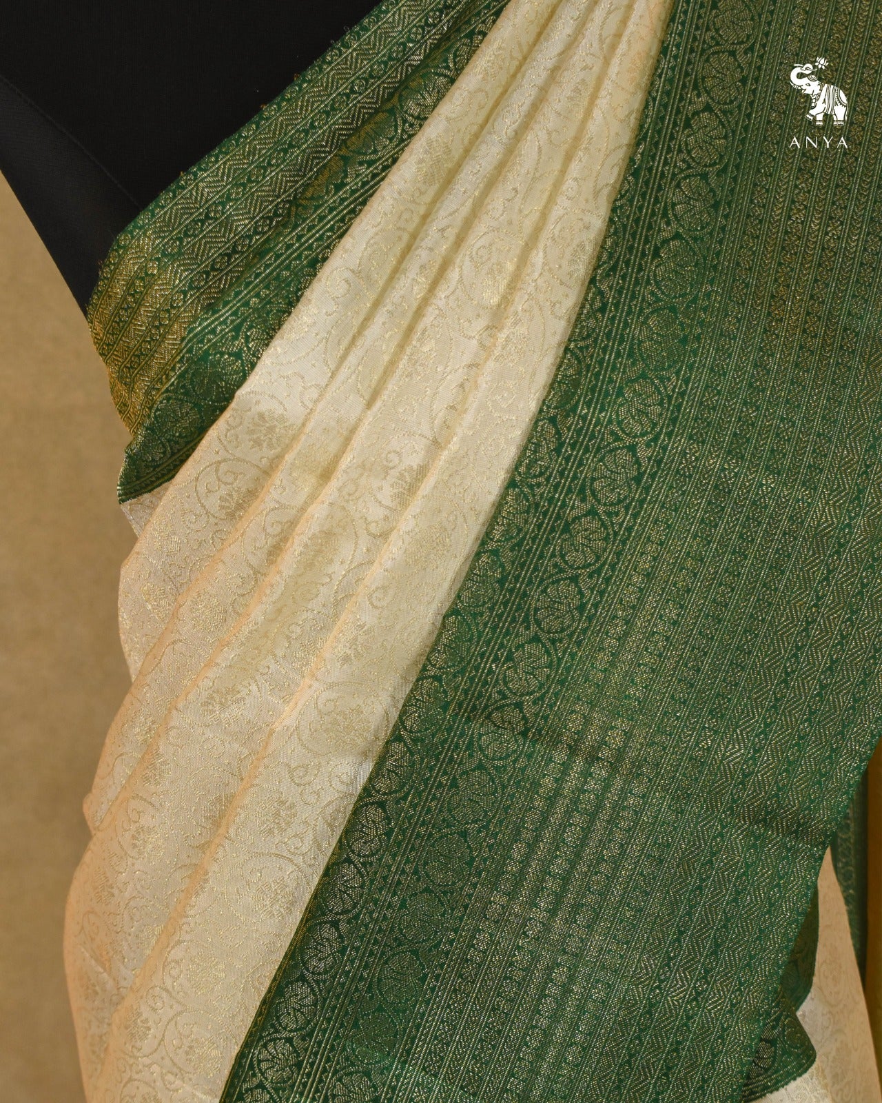 Off White Kanchi Classic Saree with Creeper Design