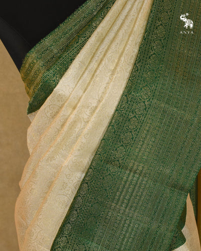 Off White Kanchi Classic Saree with Creeper Design