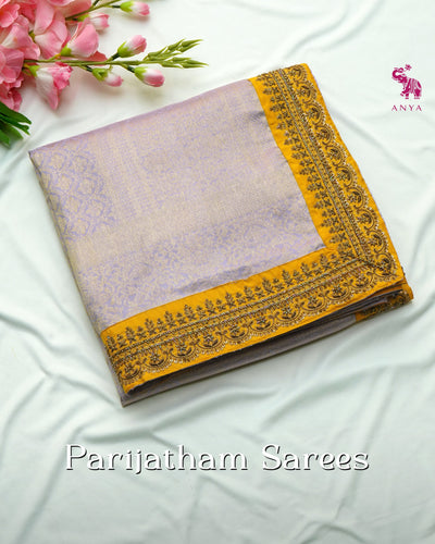 Lavender Kanchi Silk Saree with Zari Creeper Design