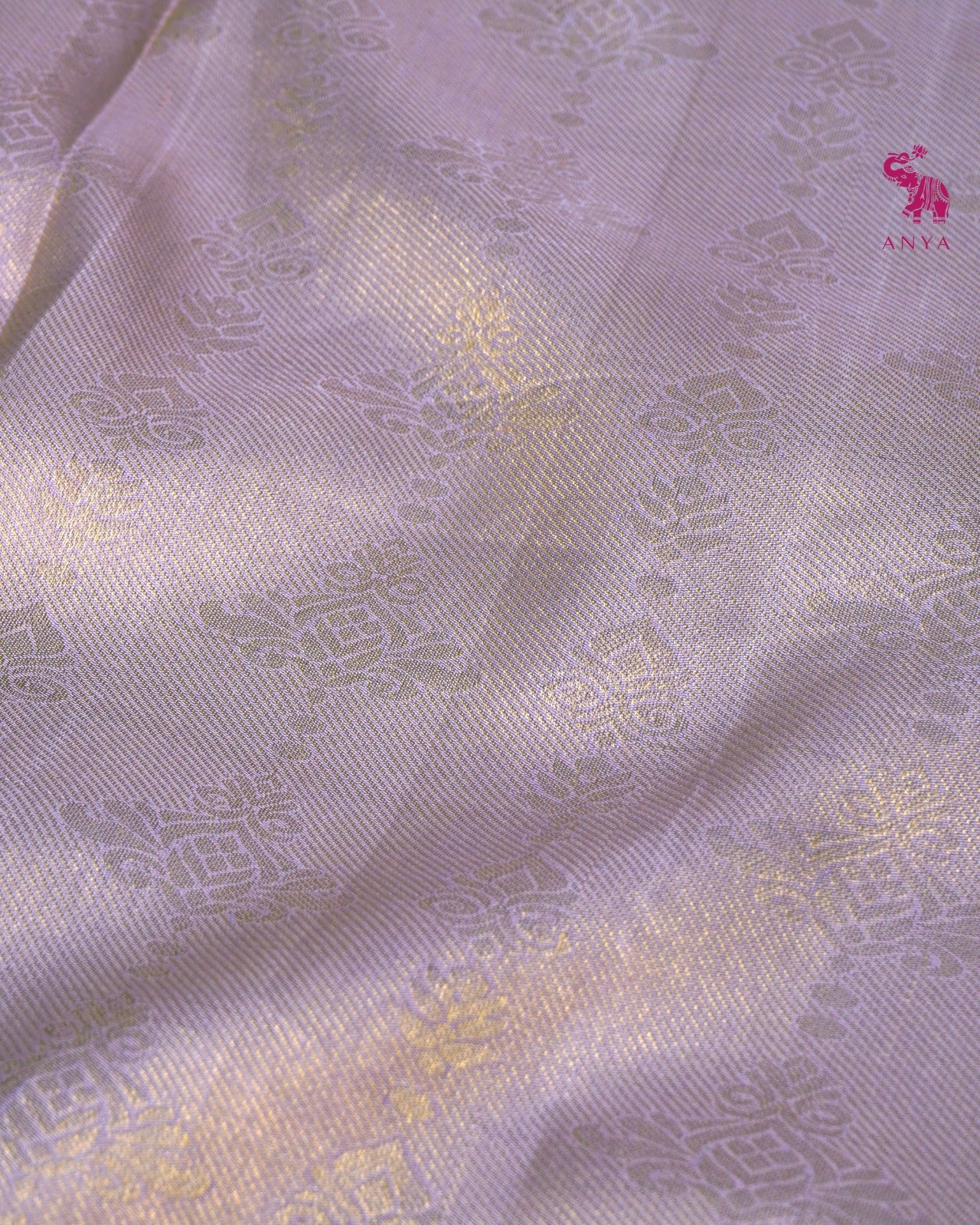 Lavender Kanchi Silk Saree with Zari Creeper Design