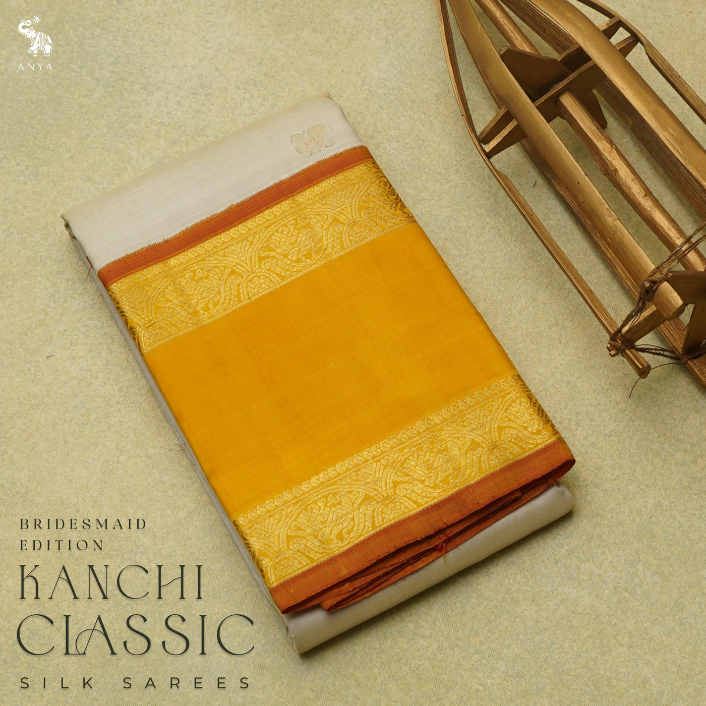 Off White Kanchipuram Silk Saree with Annam Design