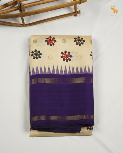 Off White Madhubani Kanchi Silk Saree
