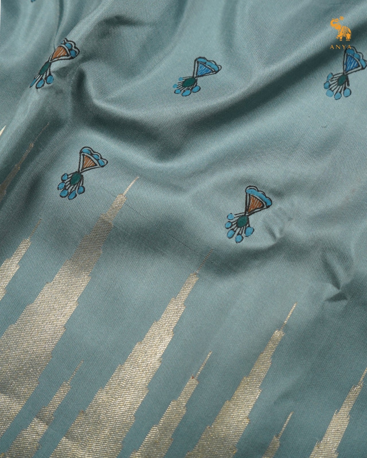 Grey Madhubani Kanchi Silk Saree