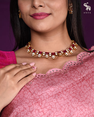 Onion Pink Printed Kanchi Silk Saree with Mirror Work Design