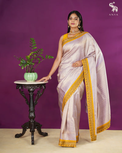 Lavender Kanchi Silk Saree with Zari Creeper Design
