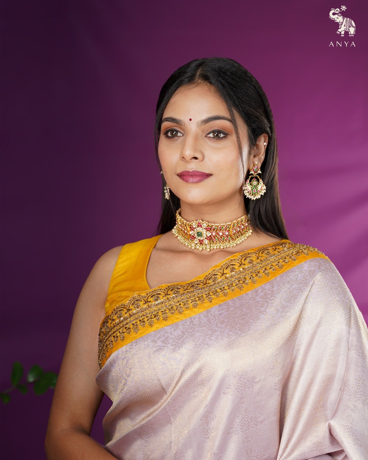 Lavender Kanchi Silk Saree with Zari Creeper Design