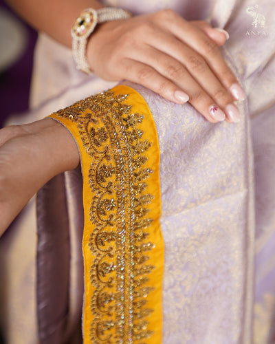 Lavender Kanchi Silk Saree with Zari Creeper Design