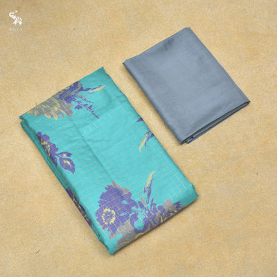 Rexona Printed Kanchi Silk Saree with Zari Kattam and Floral Print Design