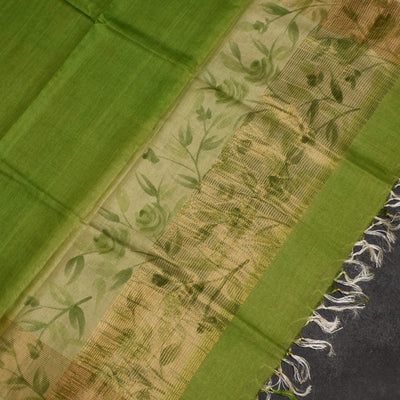 Light Green Tussar Silk Salwar with Floral Design