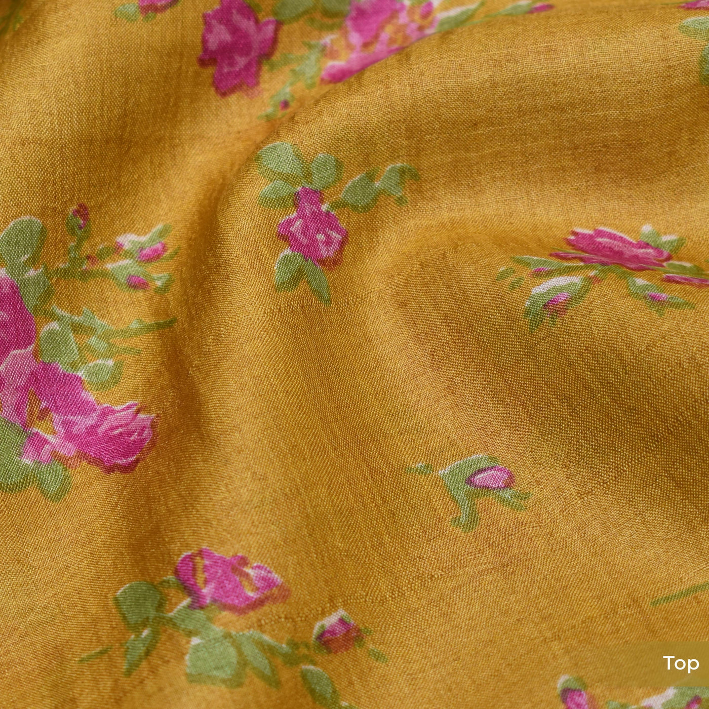 Mustard Floral Print Tussar Silk Salwar with Mustard Dots Dupatta