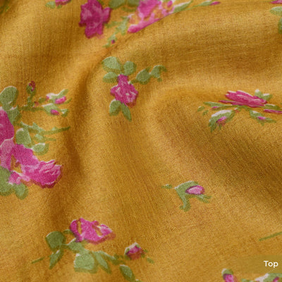 Mustard Floral Print Tussar Silk Salwar with Mustard Dots Dupatta