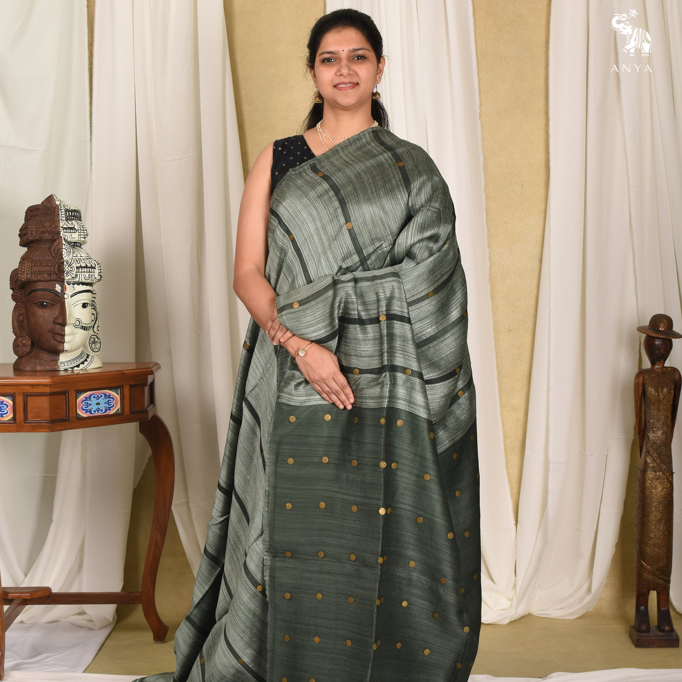 Pastel Green Bailu Coin Saree