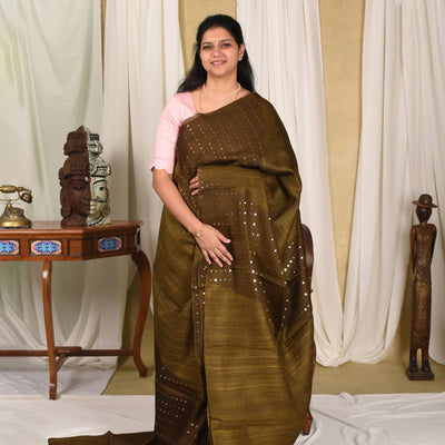 Mehandi Green Bailu Sequins Saree