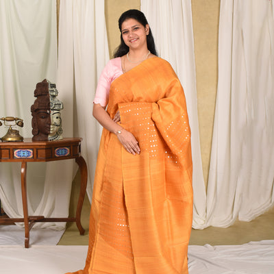 Mustard Bailu Sequins Saree