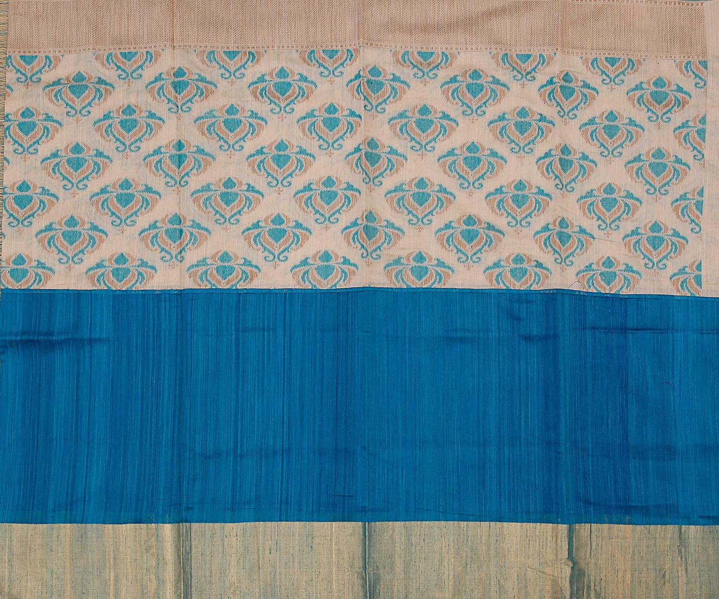 half-white-and-blue-tussar-half-and-half-saree