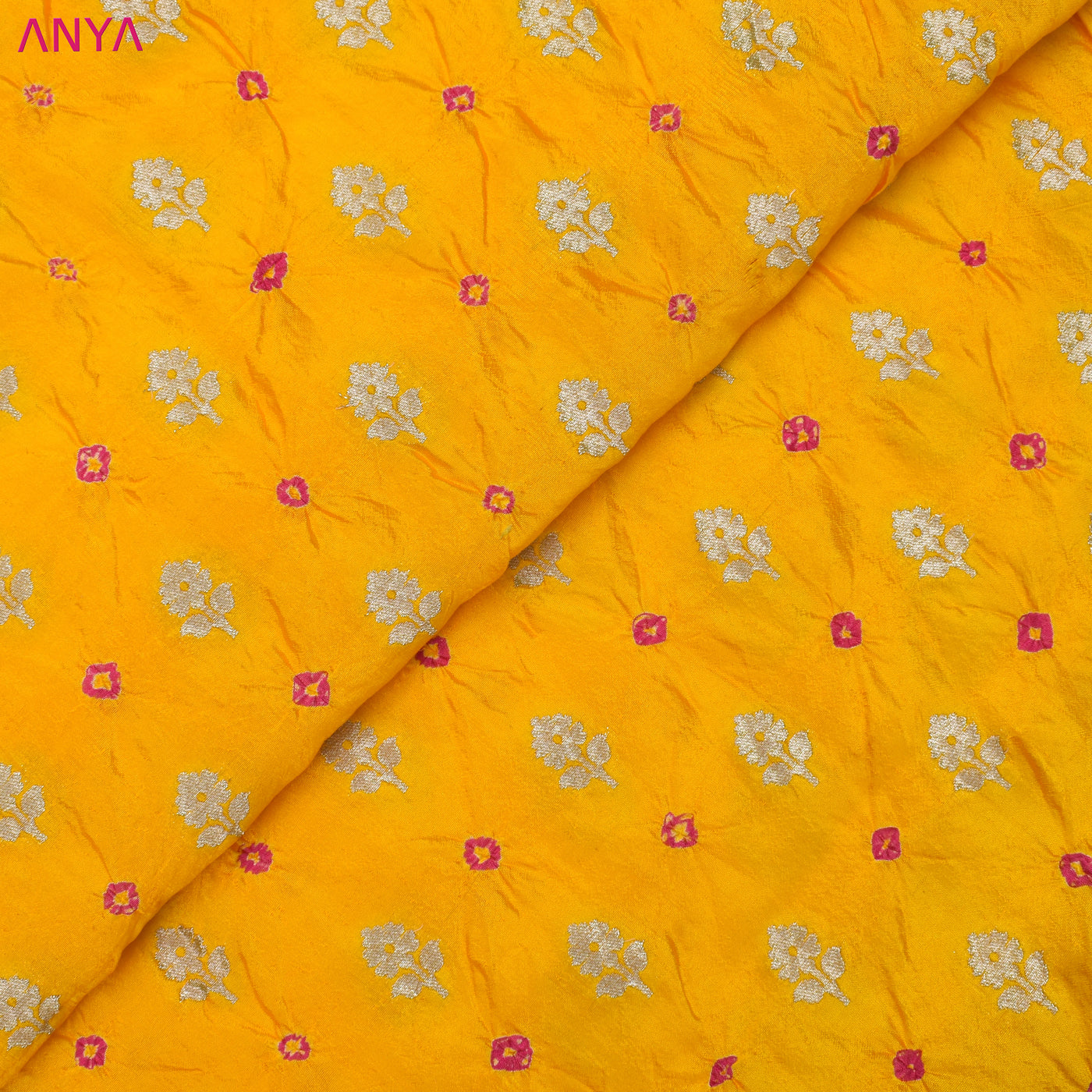 Mustard Bandhini Banarasi Fabric