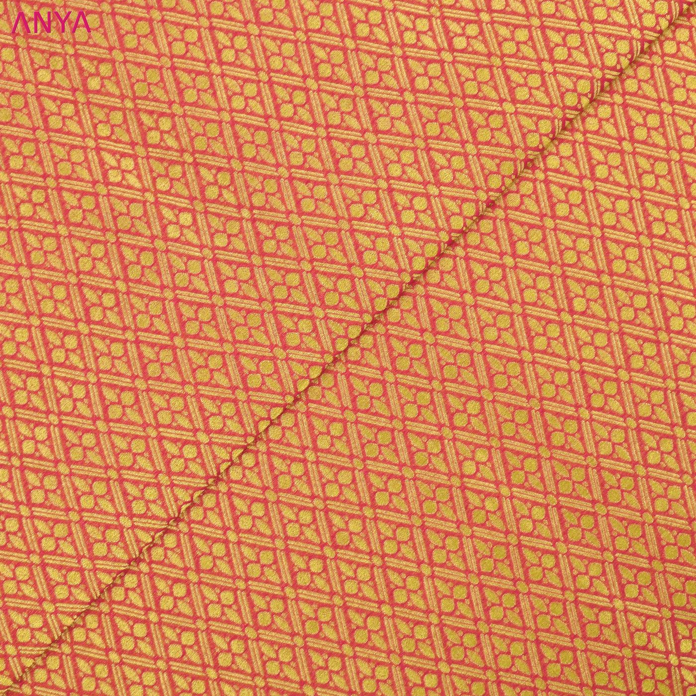 Dual Tone Orange with Pink Banarasi Silk Fabric