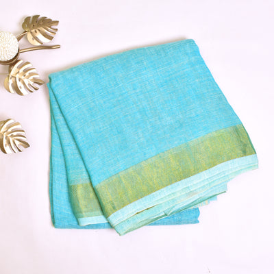 baby-blue-linen-saree-with-blouse