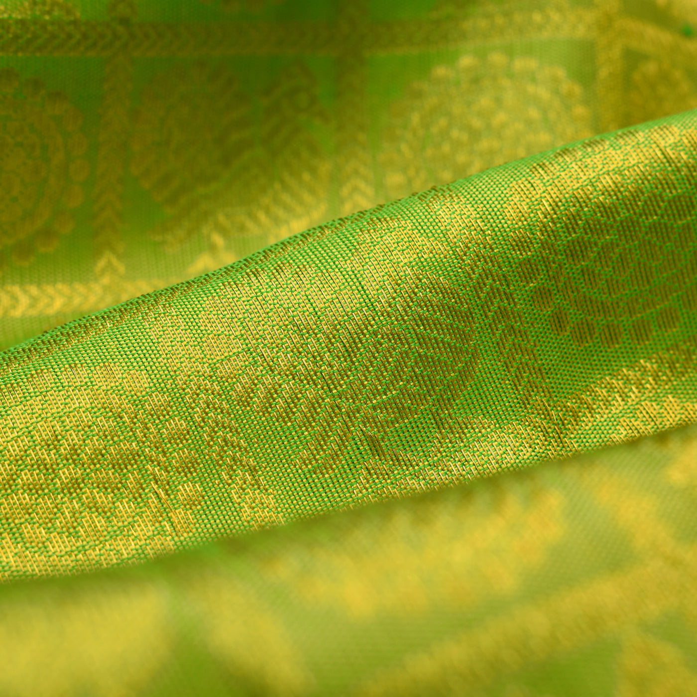 Samaga Green Kanchi Silk Fabric