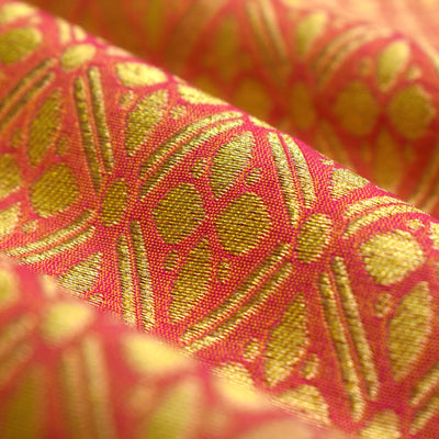 Dual Tone Orange with Pink Banarasi Silk Fabric