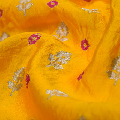 Mustard Bandhini Banarasi Fabric