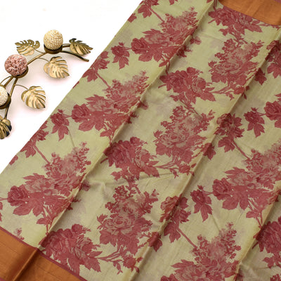pure tussar silk sarees with floral printed Design