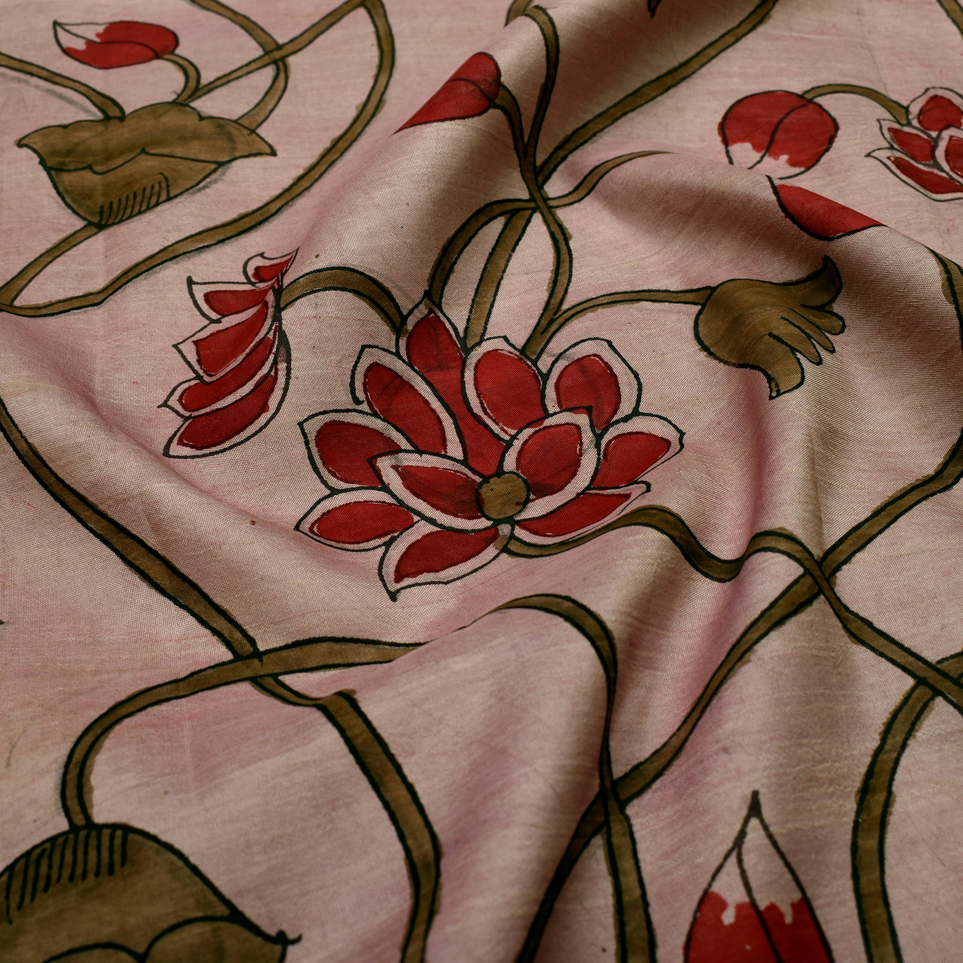 Onion Pink Pen Kalamkari Fabric