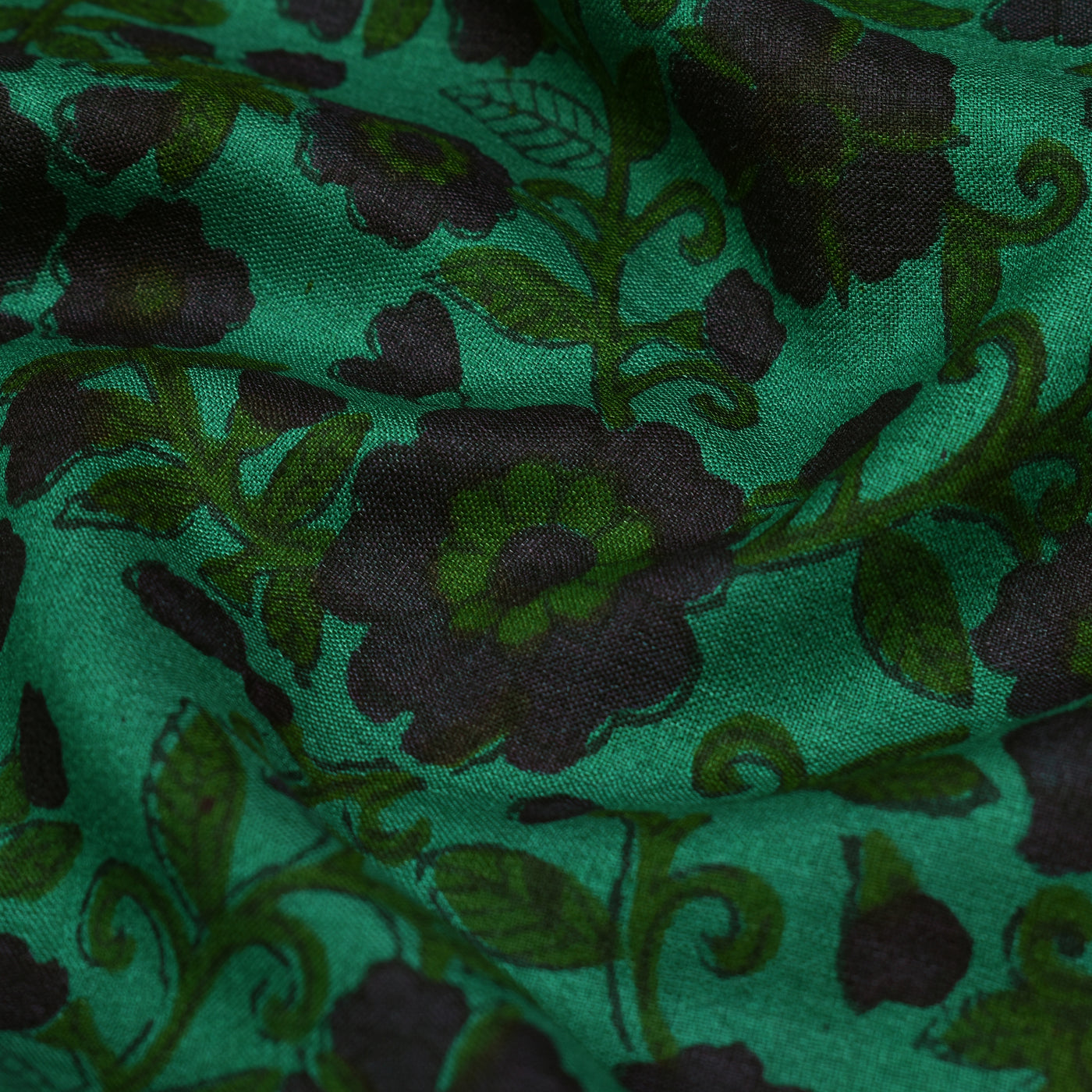 Rexona Green Printed Kanchi Silk Fabric