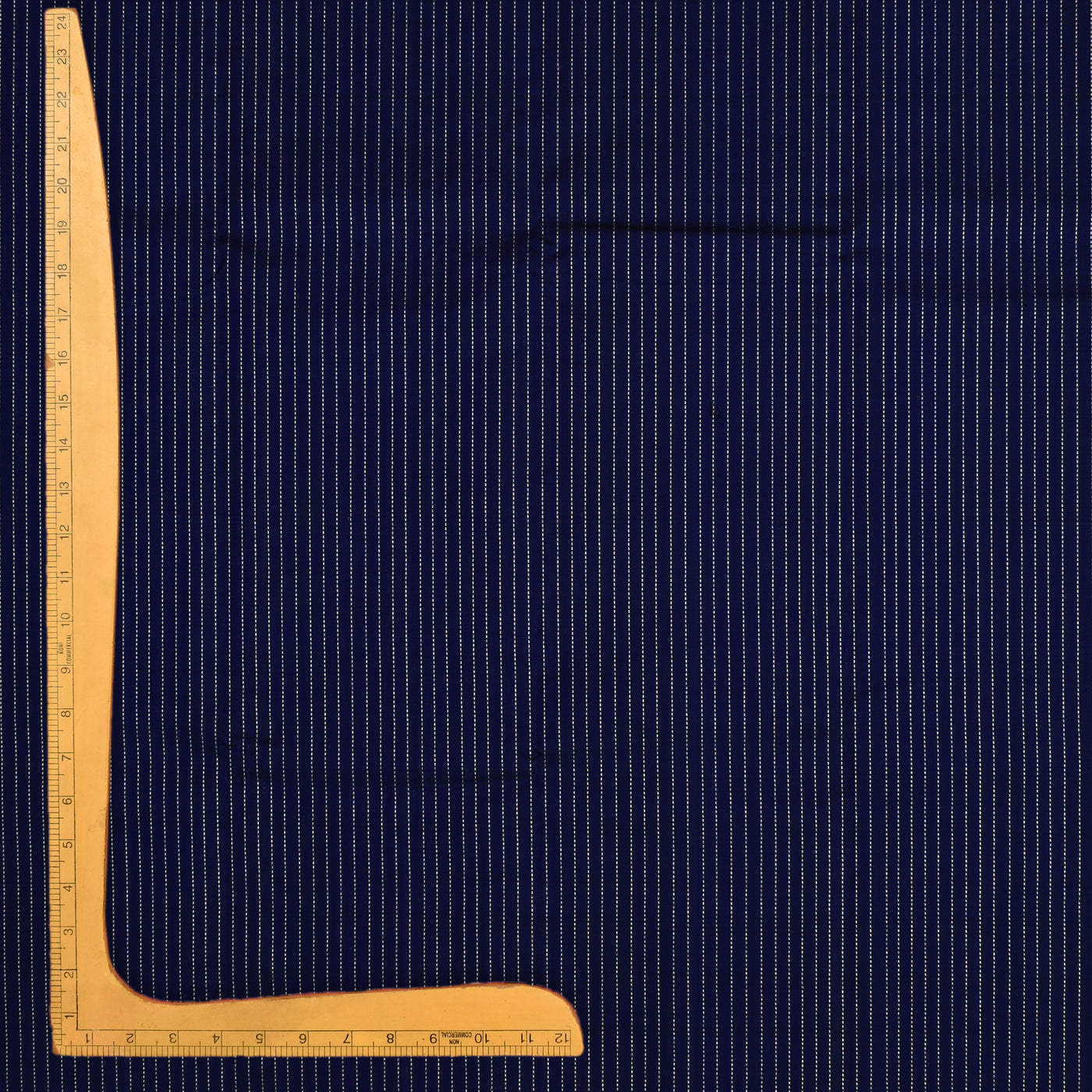 MS Blue Kanchi Silk Fabric with Muthu Seer Lines Design