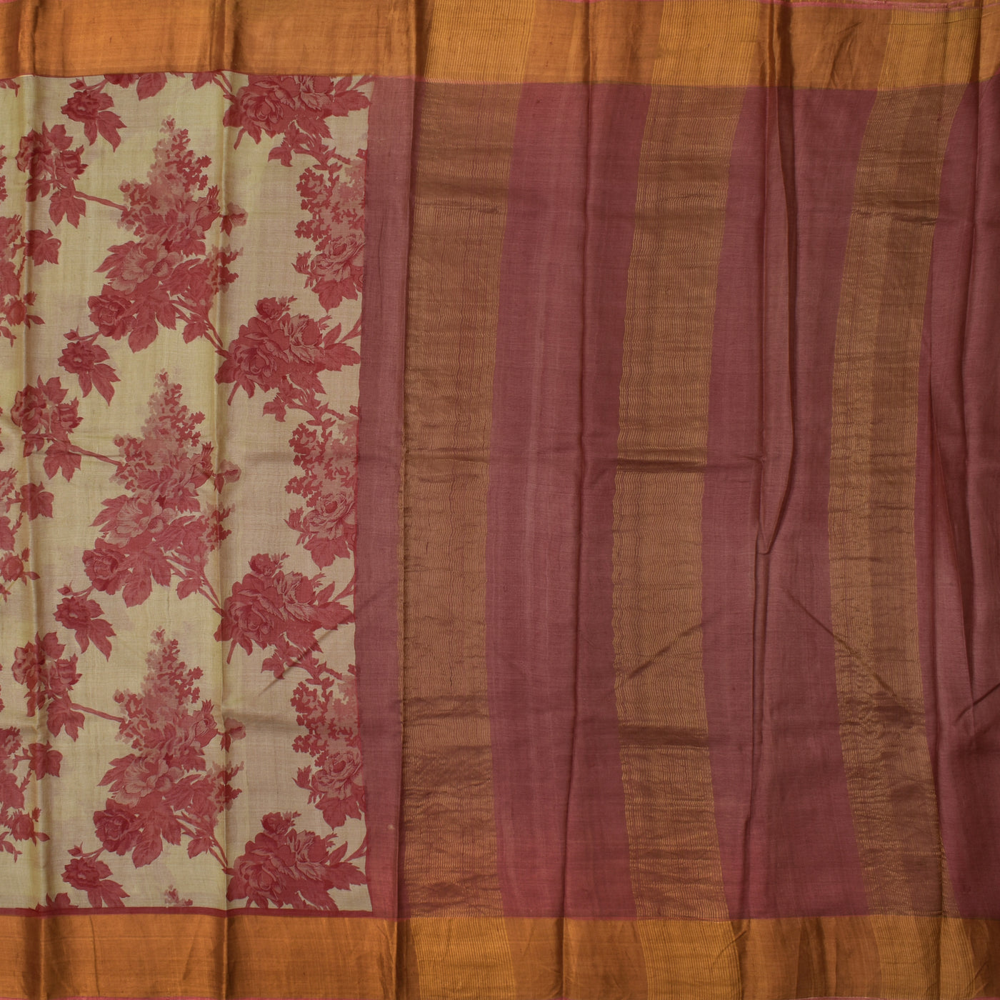 tussar silk sarees online with zari lines pallu