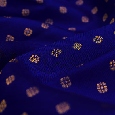 MS Blue Kanchi Silk Fabric with Small Kamalam Butta Design
