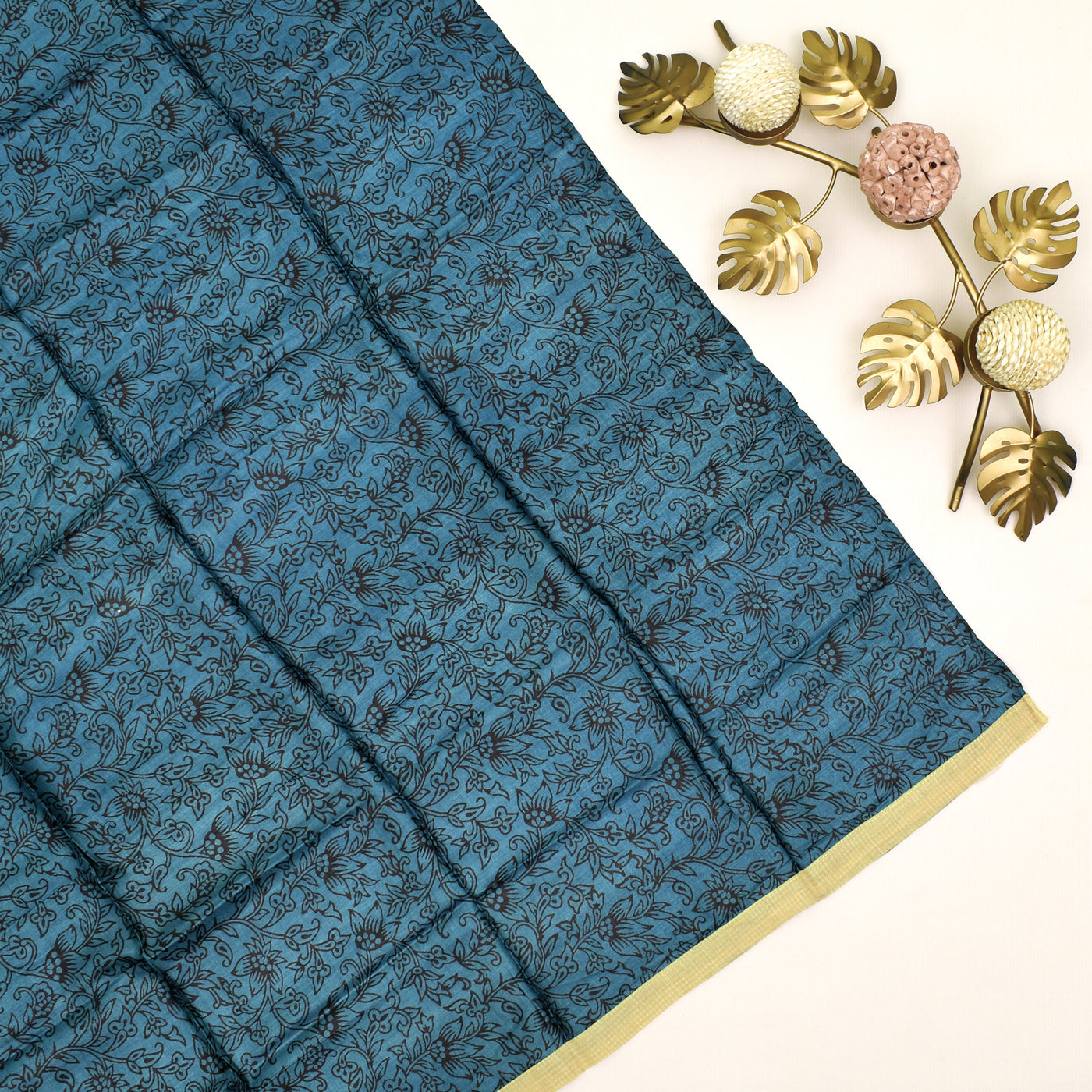 Cream Tussar Silk Saree