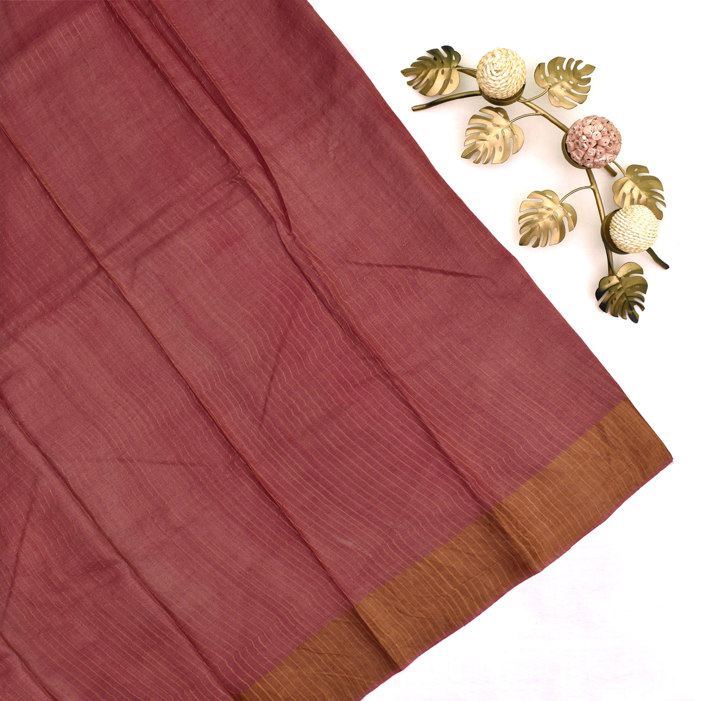 Off White Tussar Silk Saree with a zari lines blouse