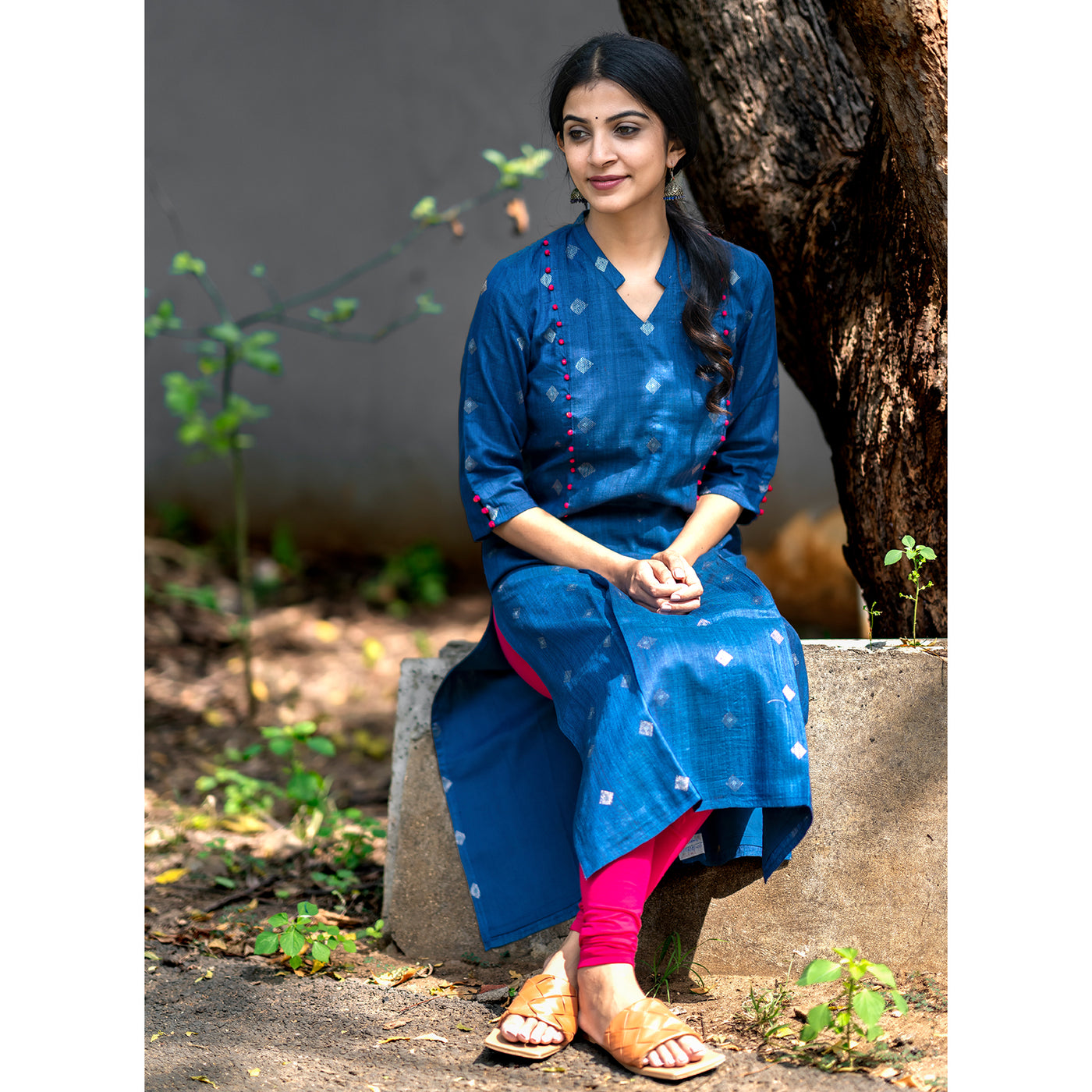 Blue Tussar Silk Kurti