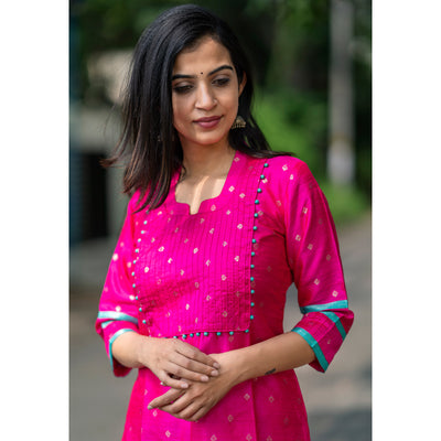 Rani Pink Banarasi Raw Silk Kurti