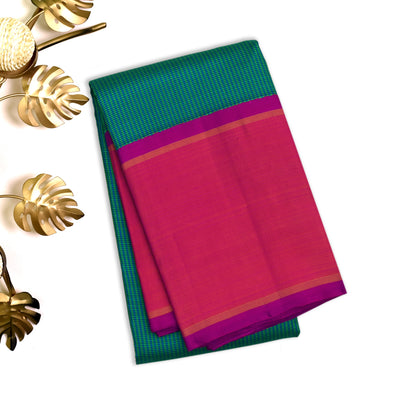 Green Kanchipuram Silk Saree with Small Checks Design
