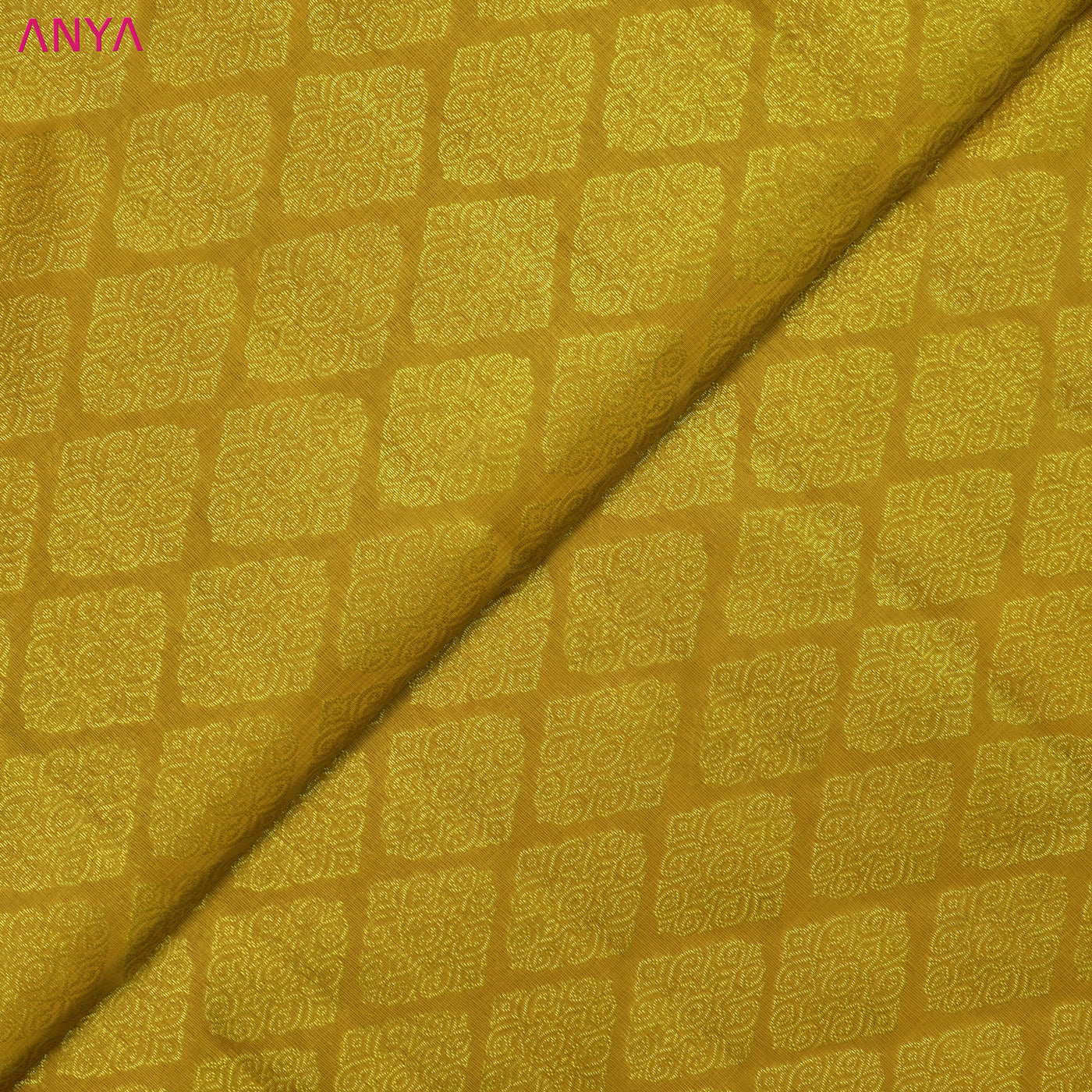 Oil Mustard Kanchi Organza Silk Fabric with Medium Butta Design